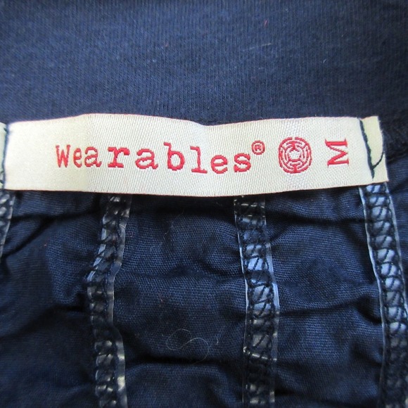 XCVI Wearables Trace Blue Ruched Mini Skirt Womens Size M Cotton Pull On 124 - Picture 5 of 7